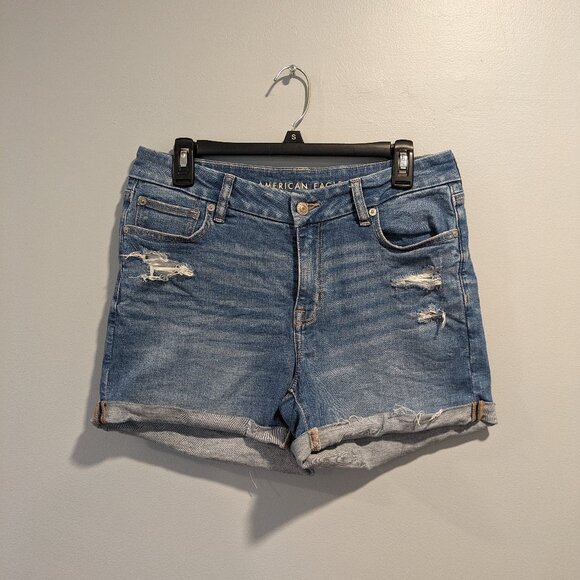 American Eagle stretch curvy midi jean shorts size 10 - Picture 1 of 9